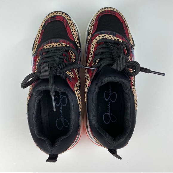 Jessica Simpson Speedey Leopard & Plaid Sneaker - Picture 3 of 7